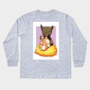 The Black Cat and the Pan de Muerto Kids Long Sleeve T-Shirt